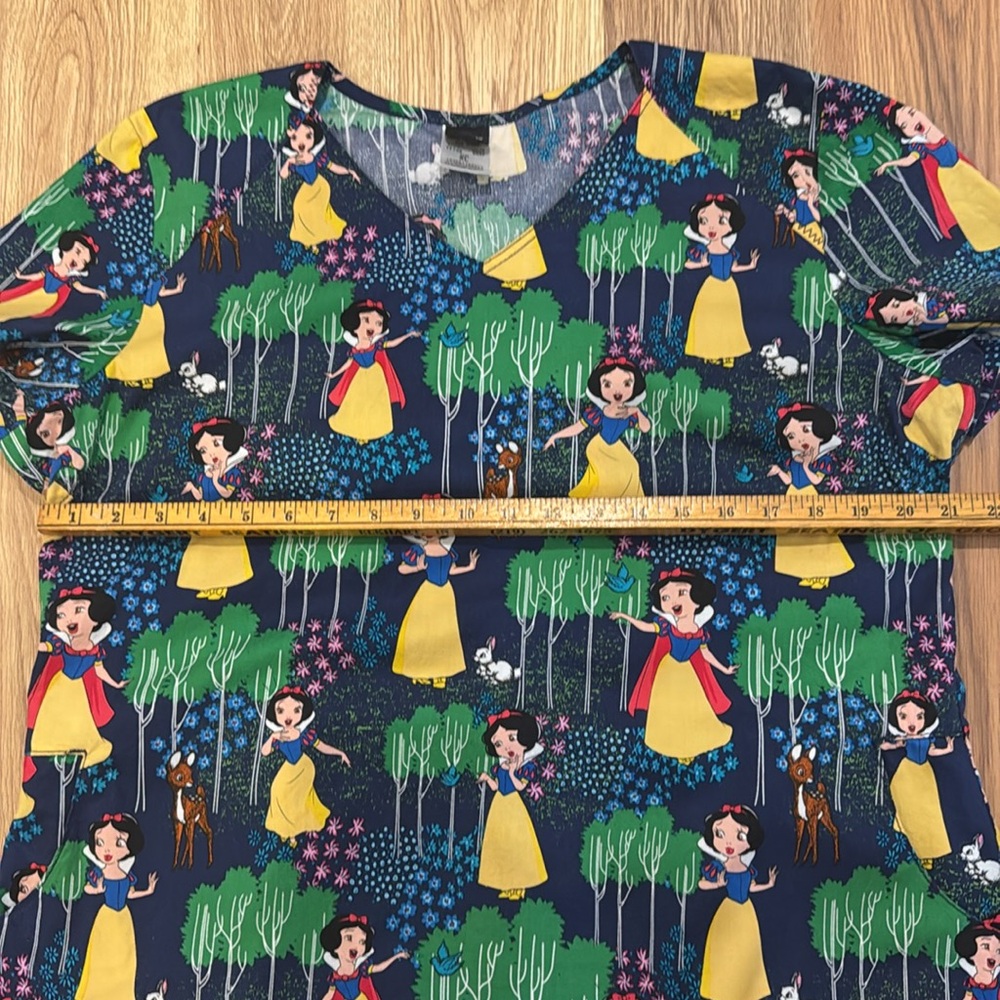 Disney Snow White Scrub Top Forest Scene - Picture 3 of 8